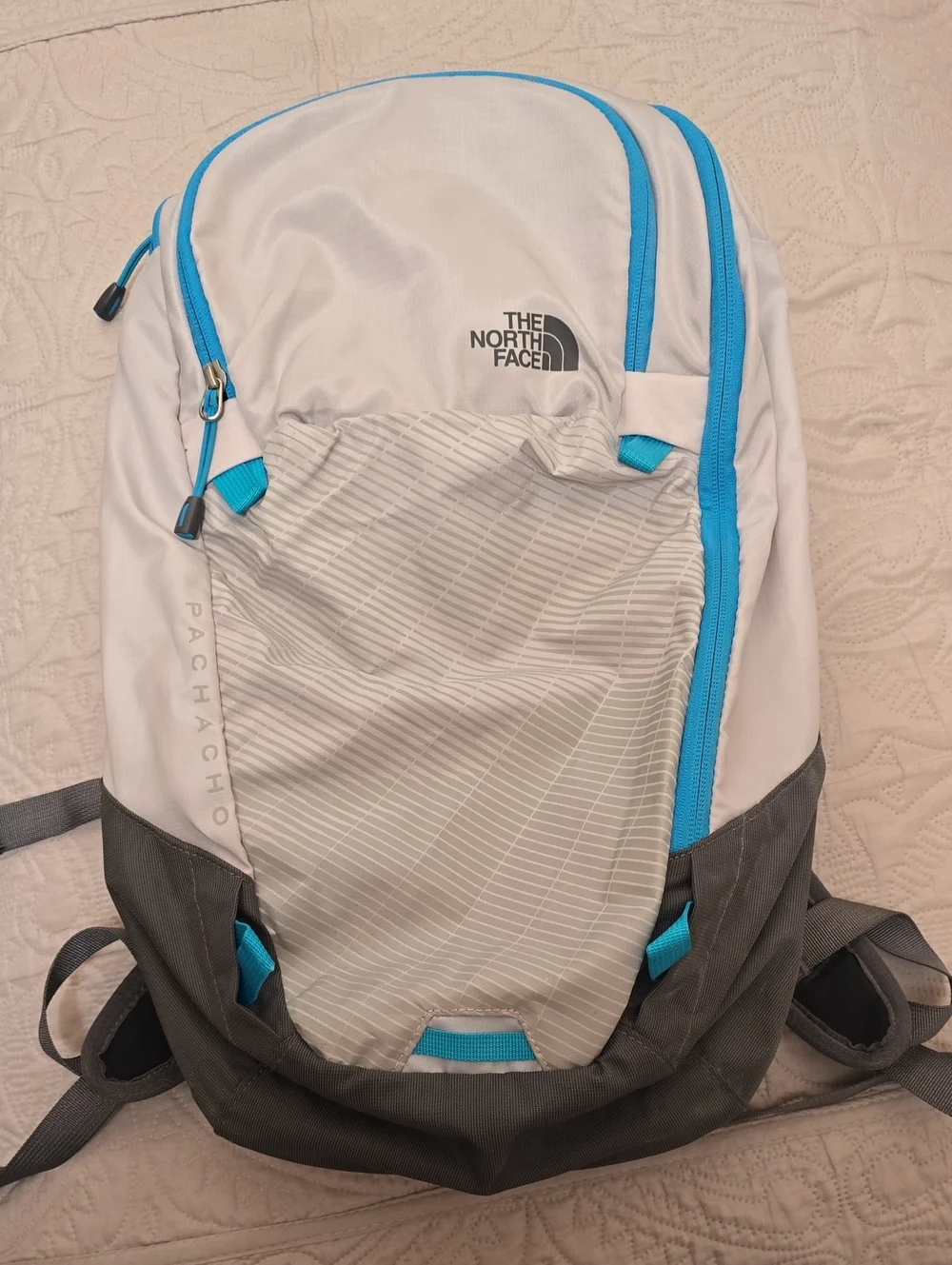 The North Face White, Gray & Blue IPad/Laptop Backpack, Excellent Condition